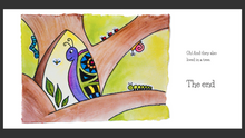 Load image into Gallery viewer, A butterfly and bee in a tree. Text says: Oh! And they also lived in a tree. The end